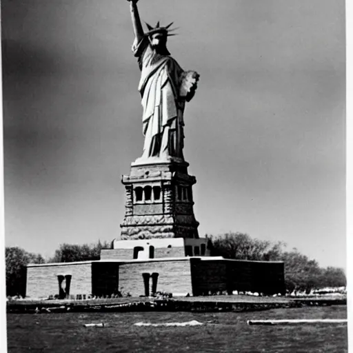 Prompt: a demolished and ruined statue of liberty