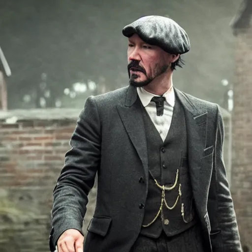 Image similar to Keanu reeves in Peaky Blinders very detail 4K quality super realistic