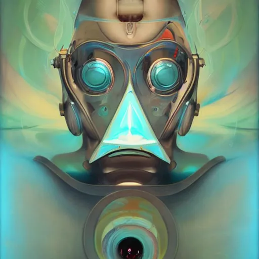 Image similar to scifi futurism automaton minimalism chrome by peter mohrbacher art Hajime Sorayama airbrush hyperrealism model abstract shatter fragments cubism futurism pastel blue soft flat minimal minimalism portrait face jackson pollock ukiyo-e lithograph mark ruthko swirl escape noise shimmer glow paint