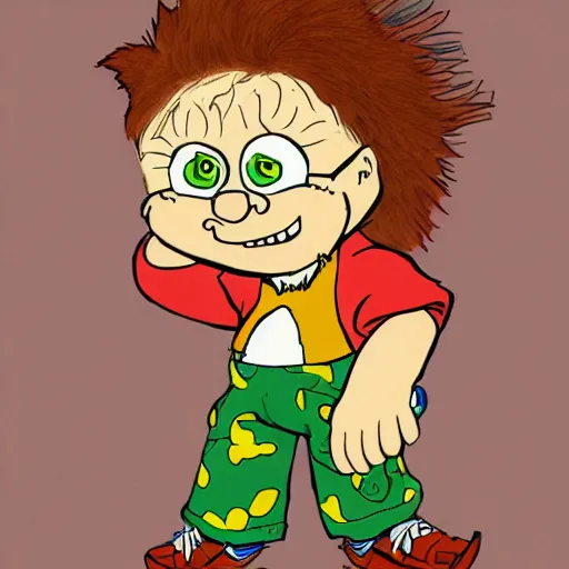 Image similar to Chuckie Finster from Rugrats as an adult, concept art