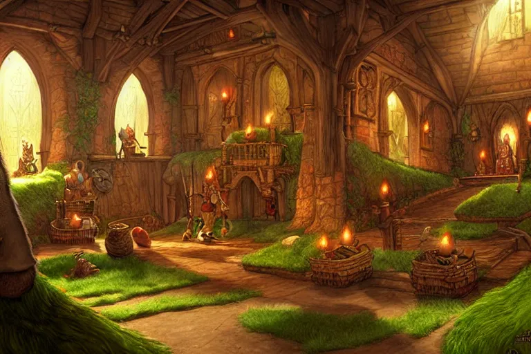 Image similar to an elaborate and detailed scene from the redwall abbey by brian jacques, detailed, fantasy concept art, cinematic lighting, beautiful