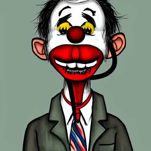 Prompt: a drawing of a clown with a stethoscope, a character portrait by david firth, trending on deviantart, neoplasticism, creepypasta, freakshow, macabre