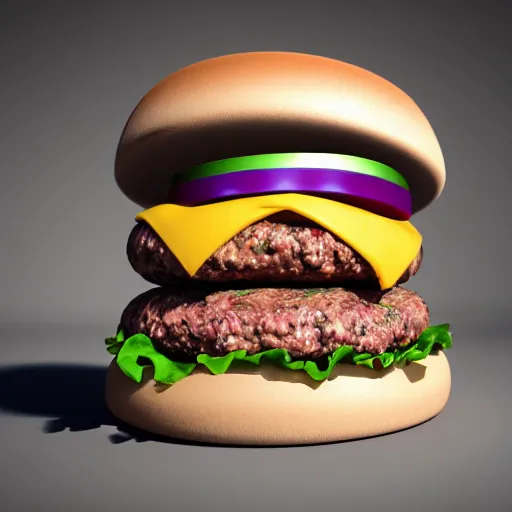 Prompt: Burger, unreal render, studio lighting