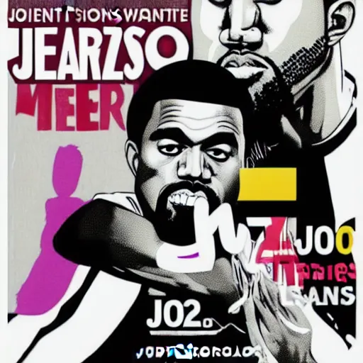 Prompt: kanye west on a cover of jojo's bizzares adventure manga