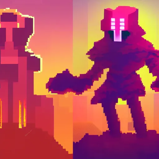 Image similar to pixel art of hyperlight drifter game art concept art 8k award winning scenic