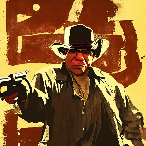 Prompt: joey diaz in the style of red dead redemption video game