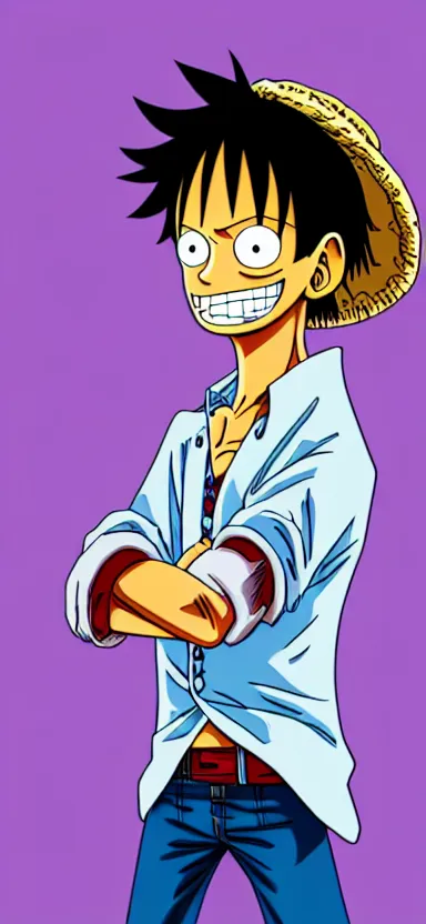 Image similar to a portrait photo of luffy as walter white, side shot, by professional photographer, 8 k resolution, high quality