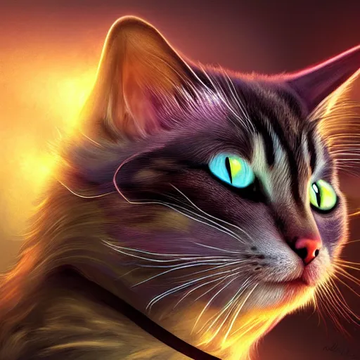 Prompt: fantasy cat, high detail, digital art, beautiful , concept art,fantasy art, 4k