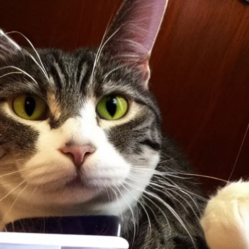 Prompt: selfie of a funny cat