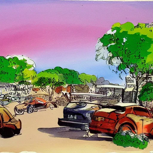 Image similar to The City of Darwin, Northern Territory, landscape concept art painting by Frank Miller