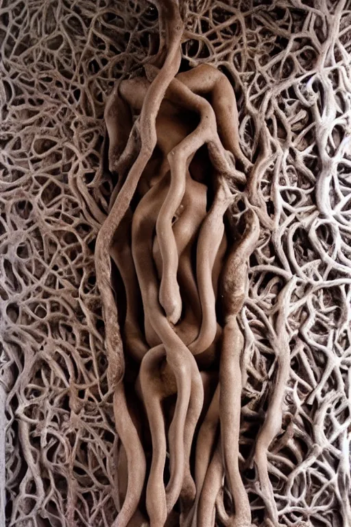 Image similar to A human placenta sculpture designed by Gaudí