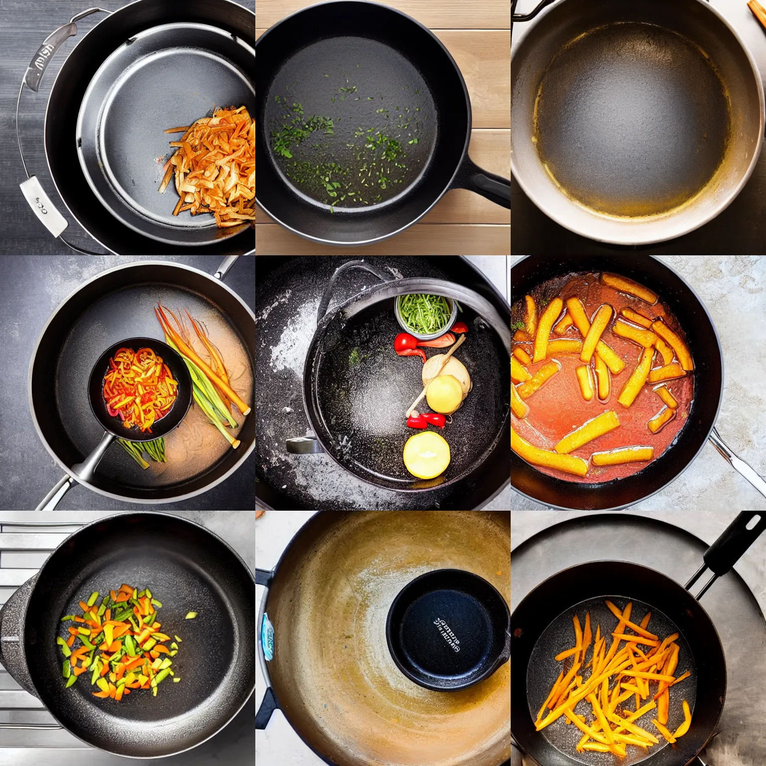 Prompt: Frying pan in a pot in a wok in a vat in a cauldron