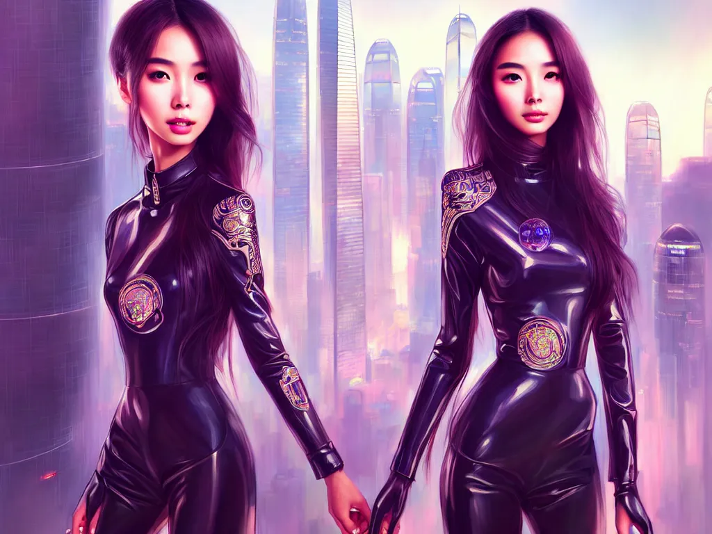 Image similar to portrait angelababy, futuristic hong kong police uniform girl, at future neon light rooftop, ssci - fi and fantasy, intricate and very very beautiful and elegant, highly detailed, digital painting, artstation, concept art, smooth and sharp focus, illustration, art by tan zi and ayanamikodon and alphonse mucha and wlop