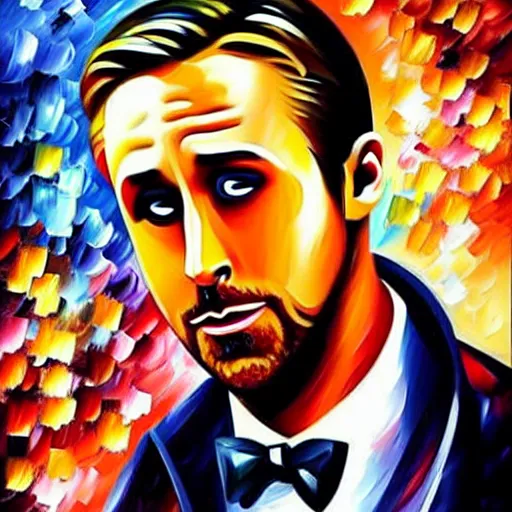 Image similar to ryan gosling in style of leonid afremov