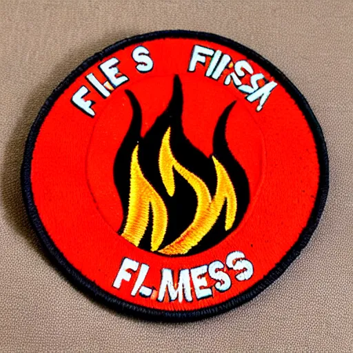 Prompt: a photo of a retro 1 9 6 0 s minimalist clean fire flames warning caution patch
