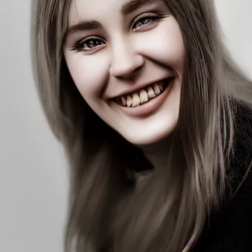 Image similar to woman from scandinavia, daz, 2 0 - years old, smiling and looking, portrait painting, octane render, white background, art