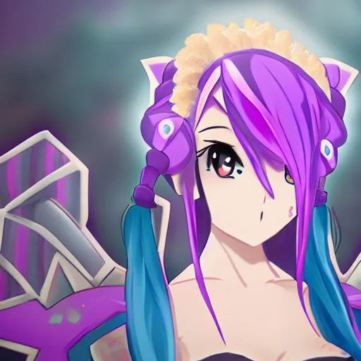 Prompt: jinx from league of legends full body portrait in the style of anime, cinematic