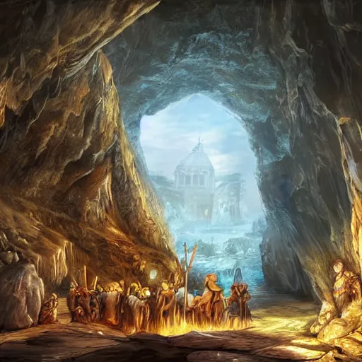 Prompt: the city of Rome but underground in an impossibly large cave,fantasy art,realistic,high quality,detailed