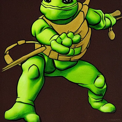 Image similar to a ninja turtle by michelangelo