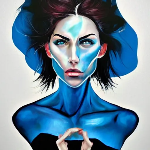 Image similar to woman portrait made out of paint, beautiful, cyborg, comic book art