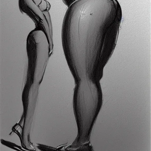 Image similar to milt kahl sketch of thick cuban girl wearing black yoga pants