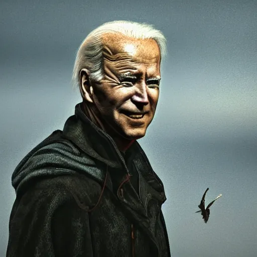 Image similar to biden in dante's inferno painting, crows, crosses, dark beauty, rotten gold, closeup faces, extremely detailed, cinema 4 d, unreal engine.