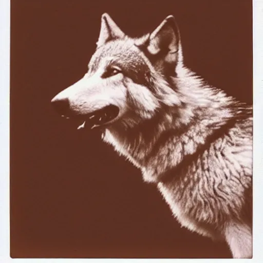 Prompt: a very beautiful picture of a giant wolf, polaroid