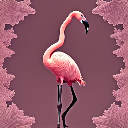 Prompt: 3 d mandelbulb fractal of a flamingo : : flamingo : : 3 d mandelbulb fractal : : visual depth, high quality, shadowing, fractal render : : pink, white : :