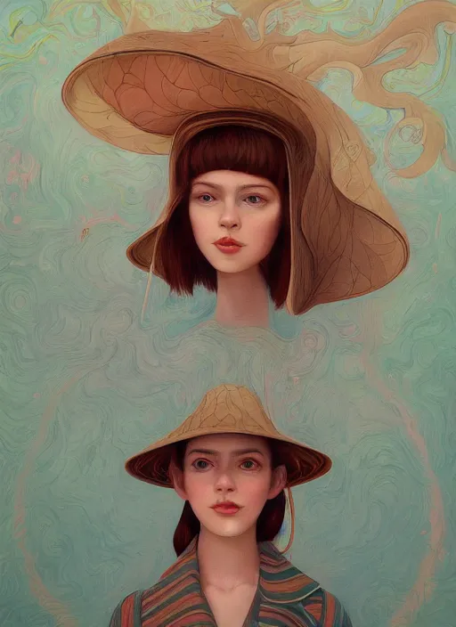 Prompt: brown eyes girl with abstract hat :: by Martine Johanna and Simon Stålenhag and Chie Yoshii and Casey Weldon and Guillermo del toro :: ornate, dynamic, particulate, rich colors, intricate, elegant, highly detailed, centered, artstation, smooth, sharp focus, octane render, 3d