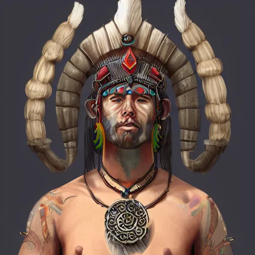 Image similar to male shaman warrior, artstation