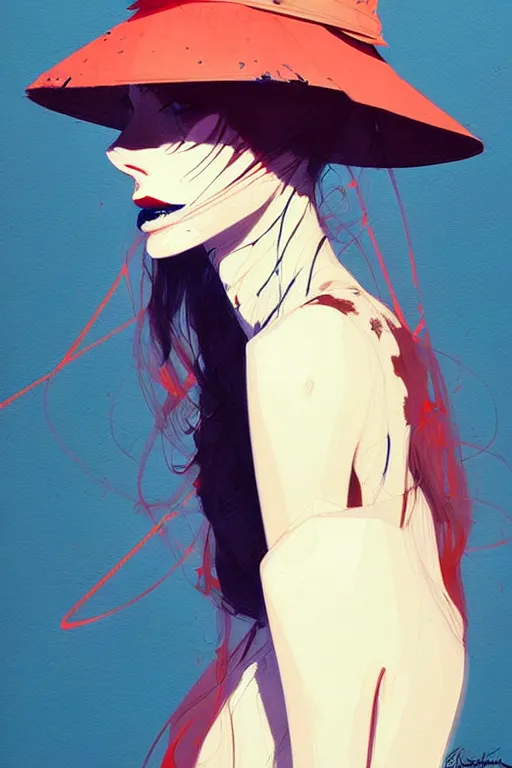 Image similar to a ultradetailed beautiful painting of a stylish woman wearing a bucket hat, by conrad roset, greg rutkowski and makoto shinkai trending on artstation