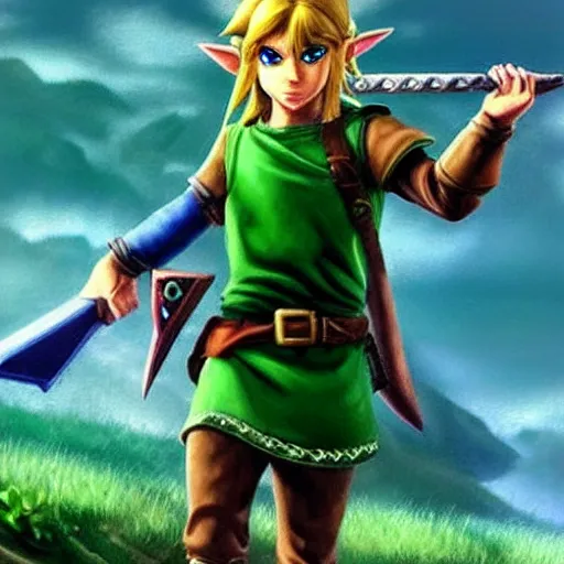 Prompt: Hyperrealistic Link from Legend of Zelda
