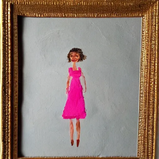 Image similar to a mixed media painting of a whimsical girl