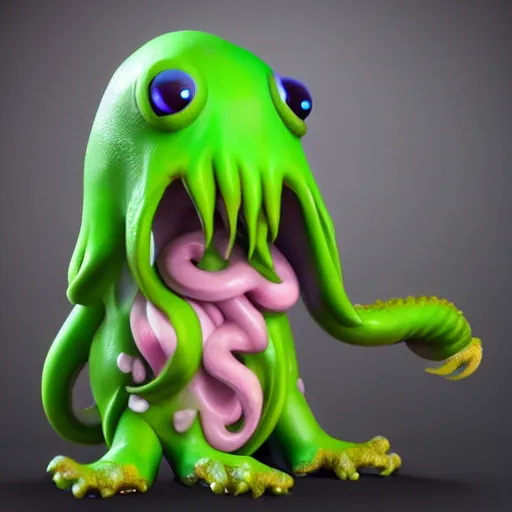 Image similar to ultra cute design for a Cthulhu art vinyl toy, Pixar, unreal engine, studio lighting, product shot 4k hd