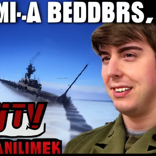 Prompt: Mrbeast, youtube thumbnail, I invaded normandy with 100,000 soldiers!, clickbait, d-day