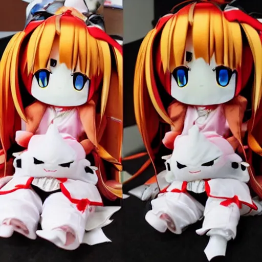 Image similar to extremely cute fumo plush machine guardian girl, anime girl