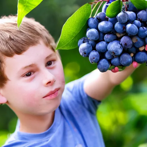 Image similar to a boy steals blueberries from a british garden, hyper realistic, 4 k, photo