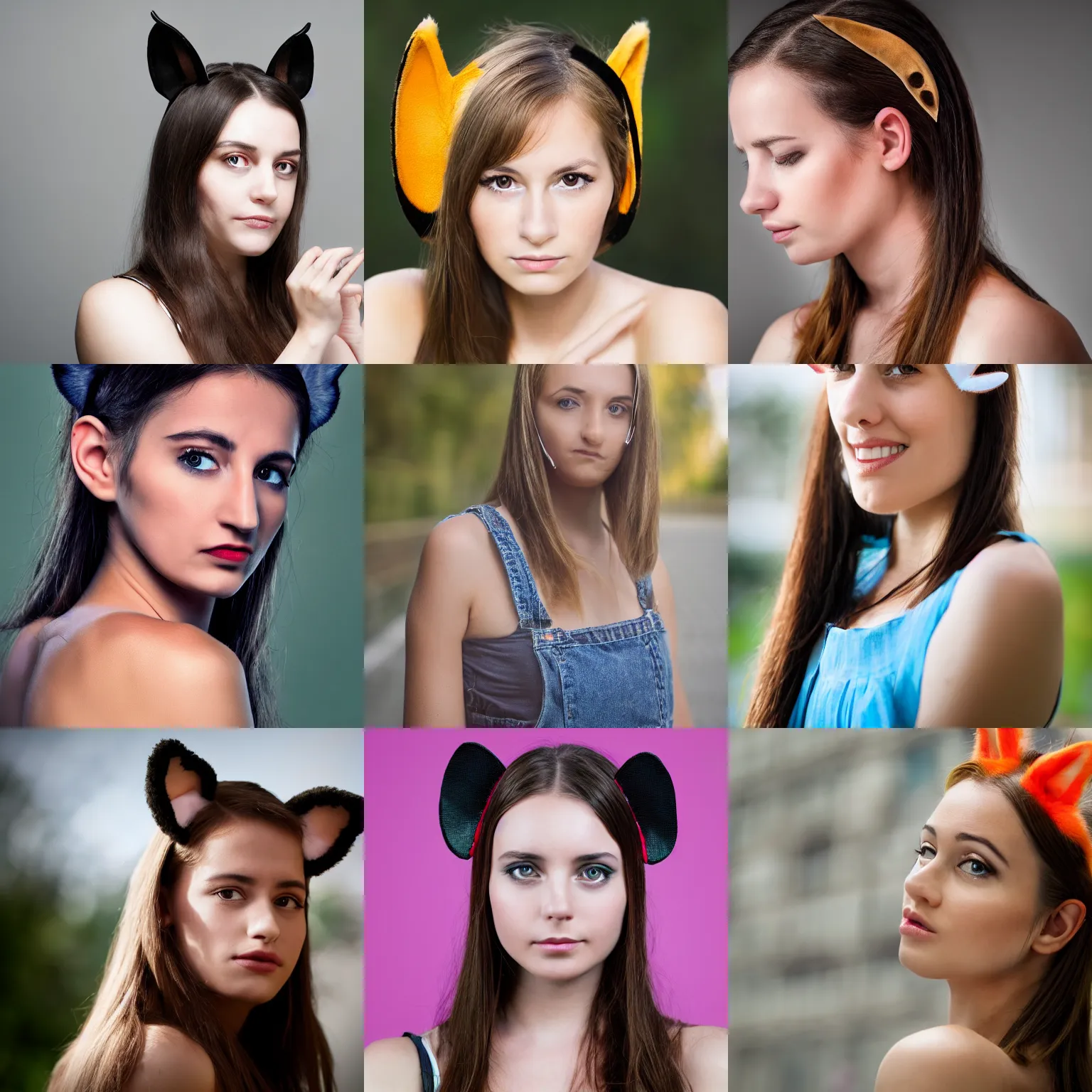 Prompt: beautiful young woman with real animal ears, 4k, sharp focus, Ester Curini