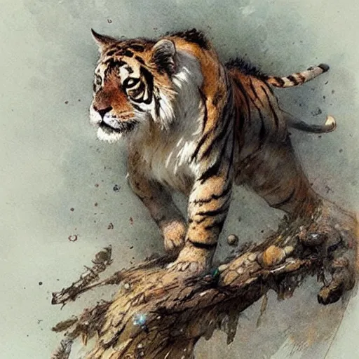 Image similar to ( ( ( ( ( 👨🦱🐯. muted colors. ) ) ) ) ) by jean - baptiste monge!!!!!!!!!!!!!!!!!!!!!!!!!!!