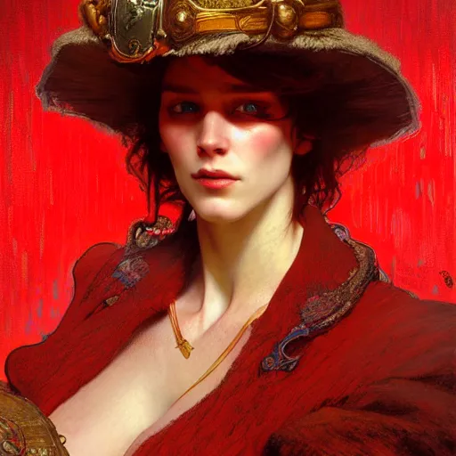 Prompt: poet boris the red looks into the eyes, a beautiful portrait, natural lighting, path traced, highly detailed, high quality, digital painting, by gaston bussiere, craig mullins, alphonse mucha j. c. leyendecker