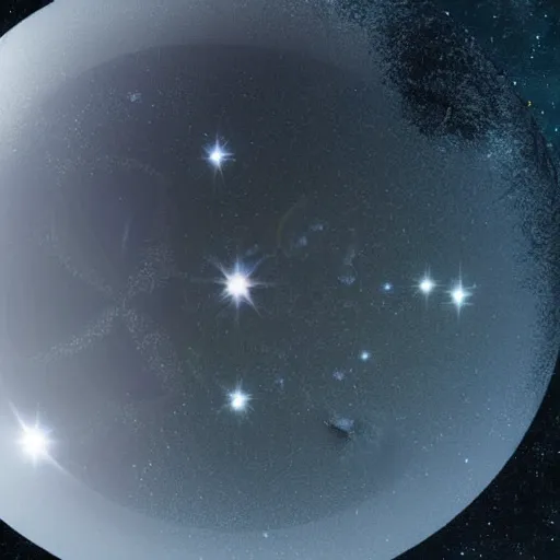Image similar to sphere orbited by Manu smaller spheres in space