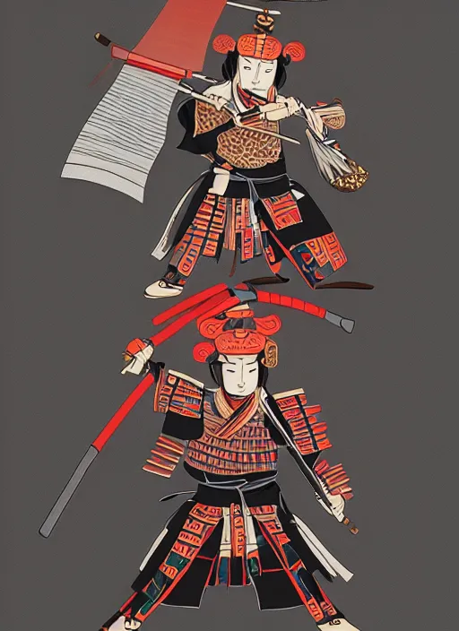 Image similar to Samurai, in the style of Hua Lu, character Illustration, trending on artstation