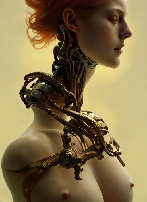 Image similar to ceramic cyborg, yuan, diffuse lighting, fantasy, intricate, elegant, highly detailed, lifelike, photorealistic, digital painting, artstation, illustration, concept art, smooth, sharp focus, art by John Collier and Albert Aublet and Krenz Cushart and Artem Demura and Alphonse Mucha