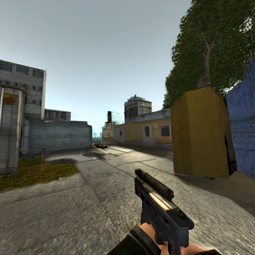 Image similar to garrys mod, half life 2 style map, fps shooter