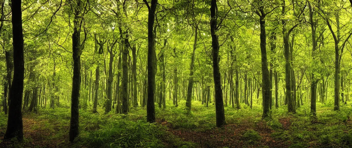 Image similar to a forest that shows the four seasons