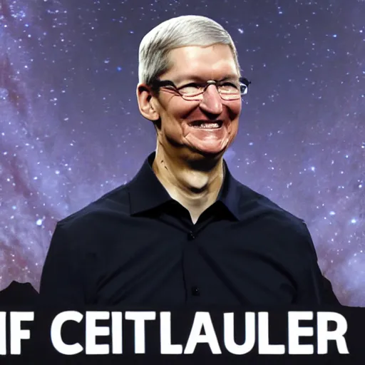 Image similar to tim cook as a cult leader