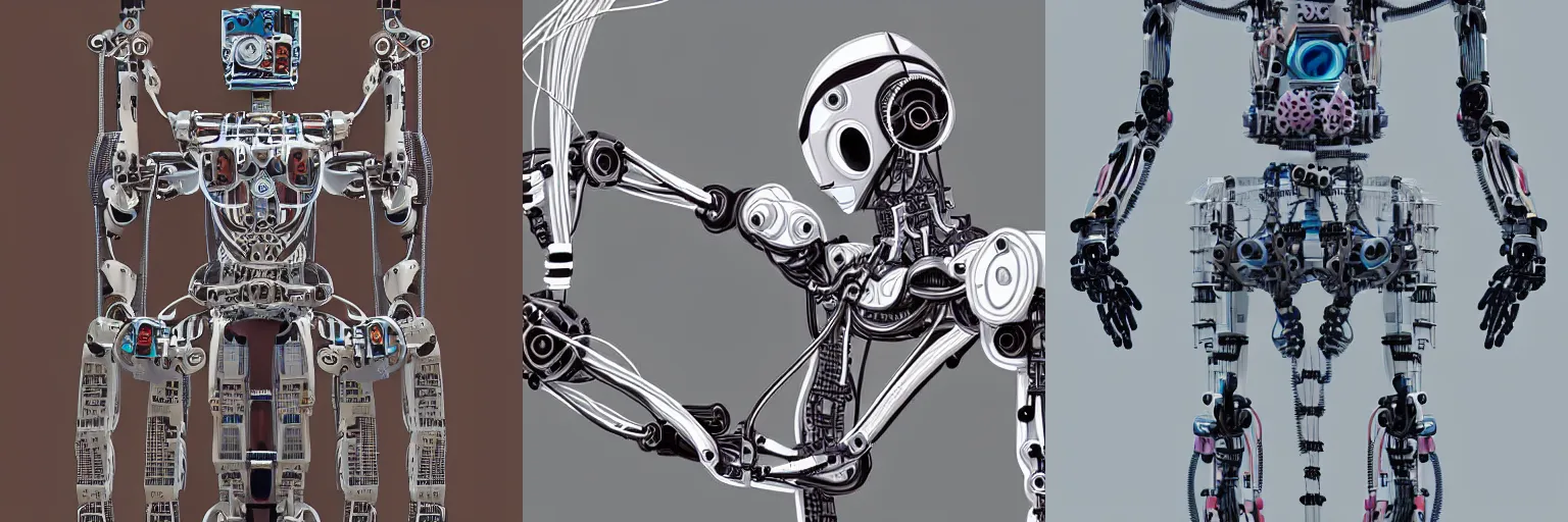 Prompt: detailed anime style illustration of robot humanoid body being constructed by a complex machine, cables and robot arms, hitec fabrication, frontal view, evangelic artist
