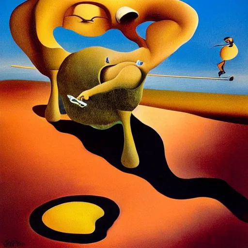 Image similar to surrealist painting of a walrus playing golf, salvador dali,