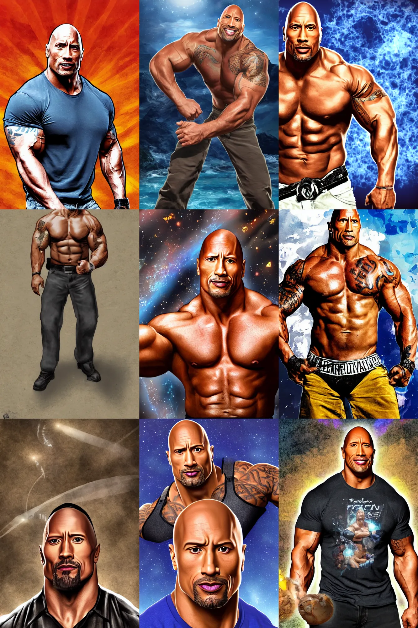 Prompt: Portrait of Rock Dwayne Johnson as hololive vtuber