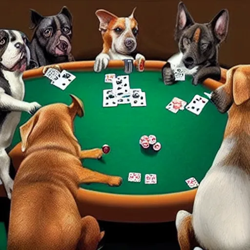 Image similar to Dogs playing poker during World War 3